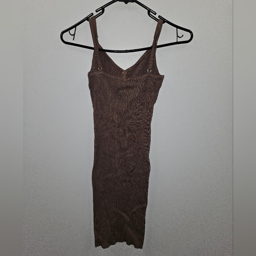 Love Tree Brown Ribbed Slip Dress Spaghetti Strap Cocktail